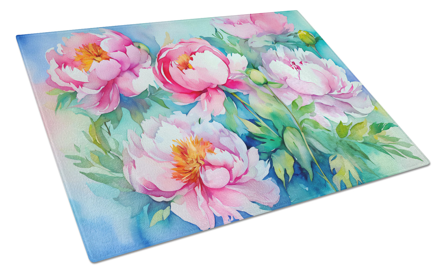 Buy this Peonies in Watercolor Glass Cutting Board