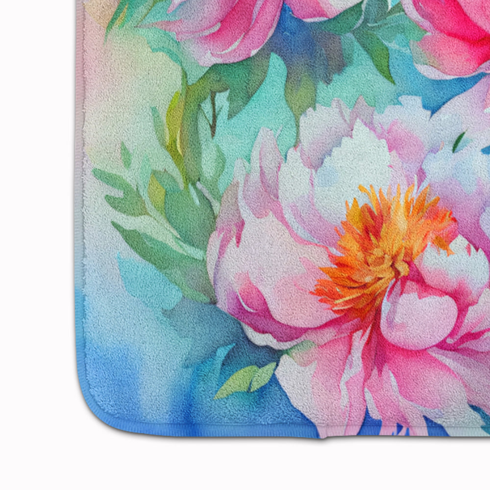 Peonies in Watercolor Memory Foam Kitchen Mat