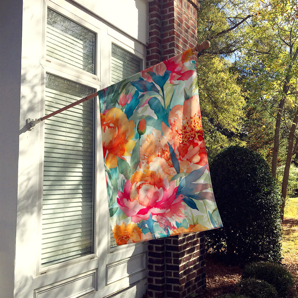 Peonies in Watercolor House Flag