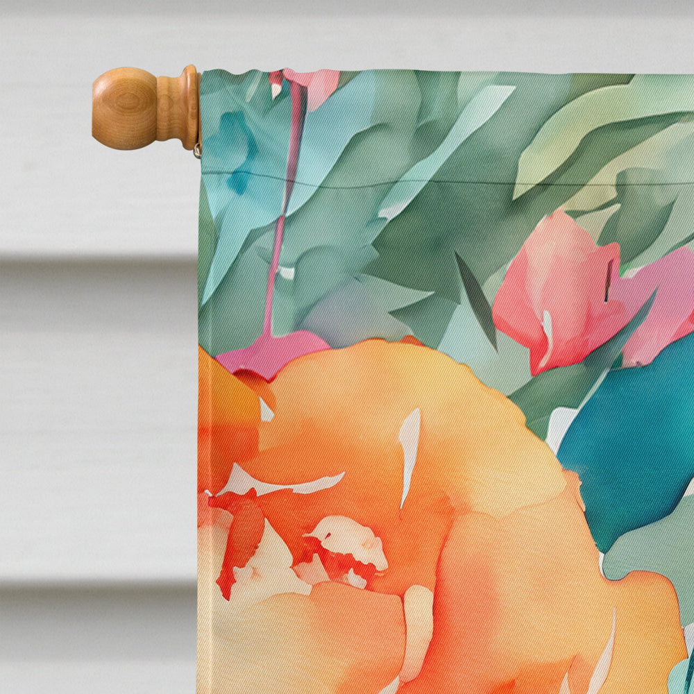 Peonies in Watercolor House Flag
