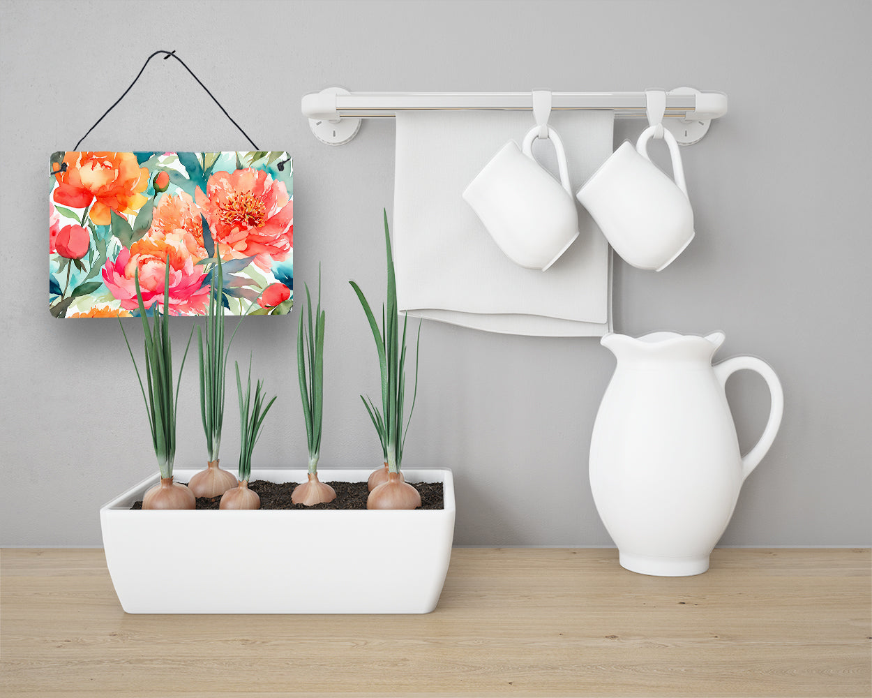 Peonies in Watercolor Wall or Door Hanging Prints