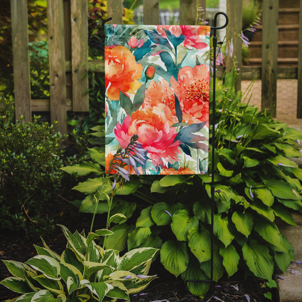 Peonies in Watercolor Garden Flag