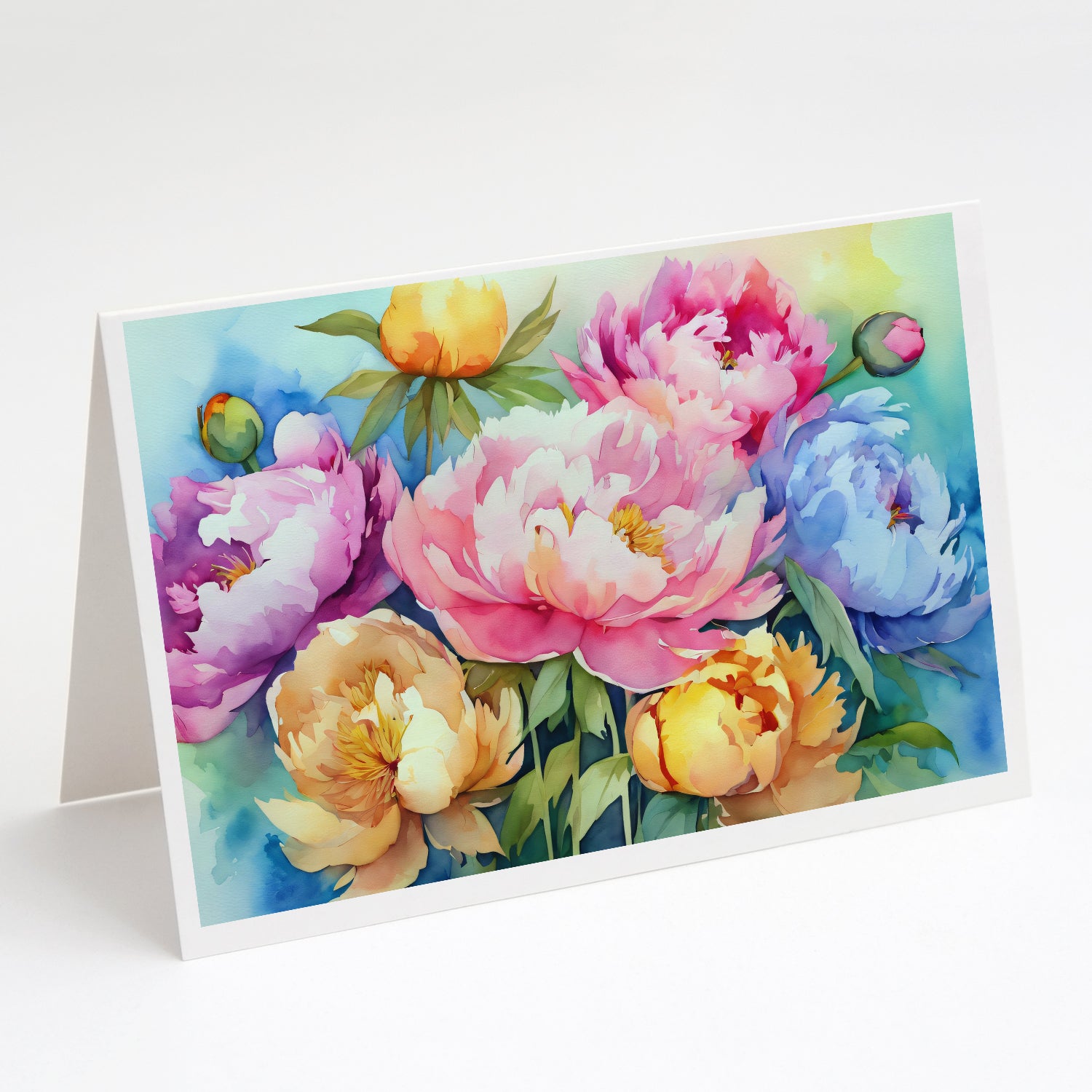 Buy this Peonies in Watercolor Greeting Cards Pack of 8