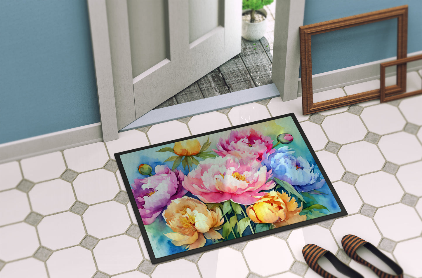 Peonies in Watercolor Doormat