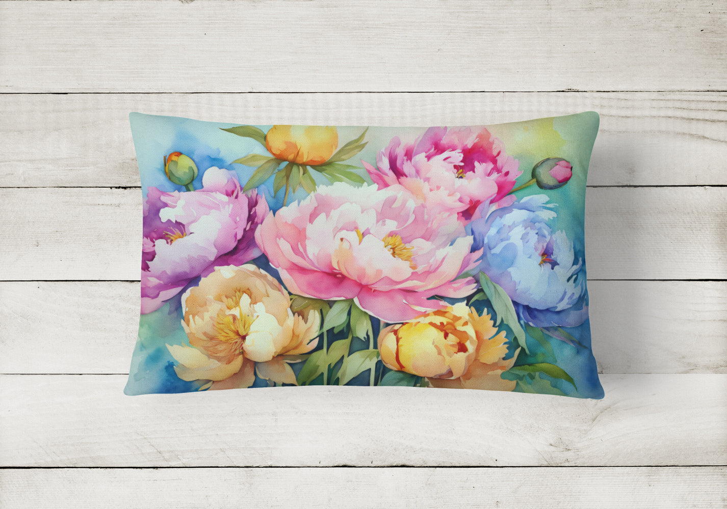 Peonies in Watercolor Throw Pillow