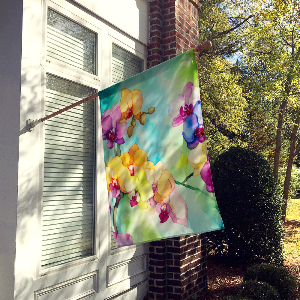Orchids in Watercolor House Flag