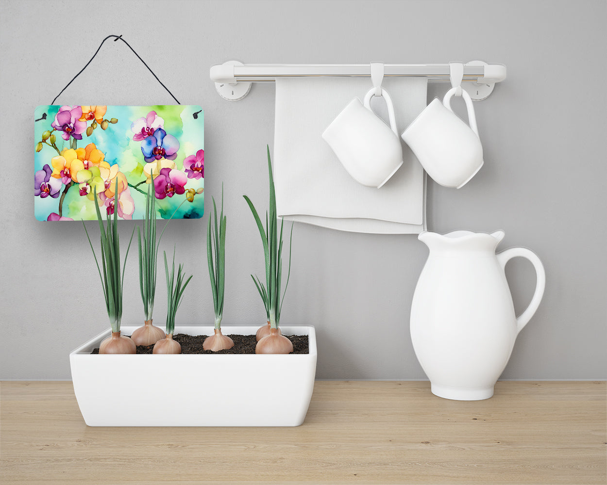 Orchids in Watercolor Wall or Door Hanging Prints