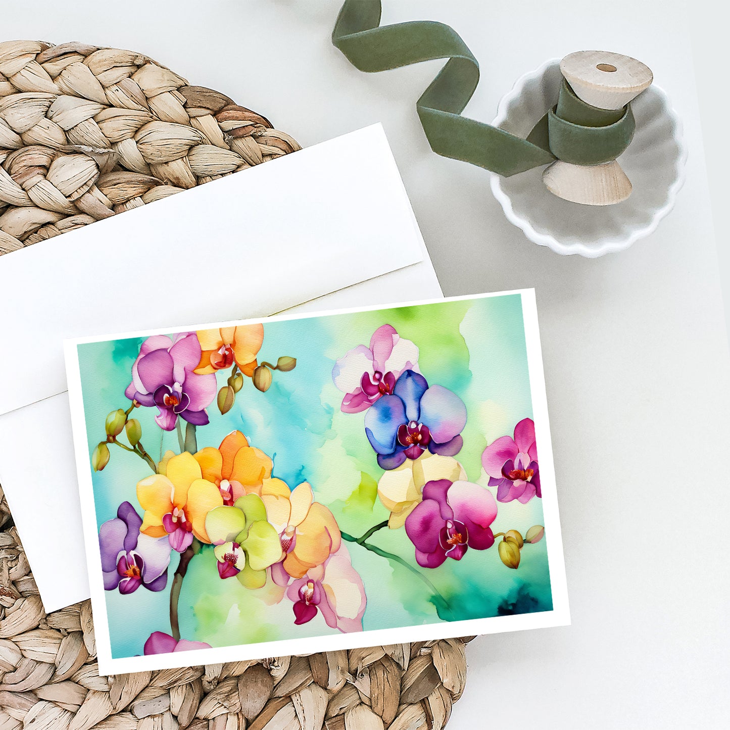 Orchids in Watercolor Greeting Cards Pack of 8