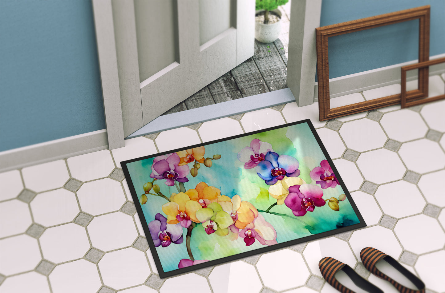 Orchids in Watercolor Doormat