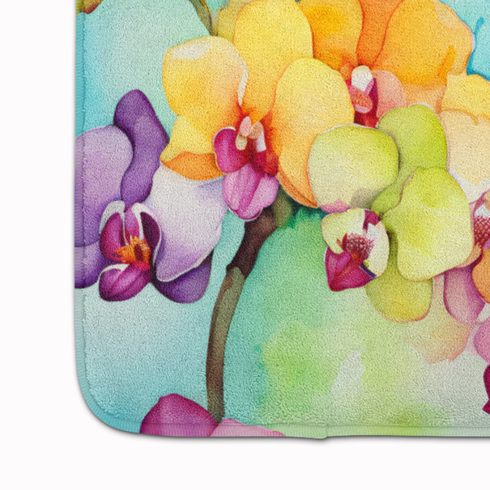 Orchids in Watercolor Memory Foam Kitchen Mat