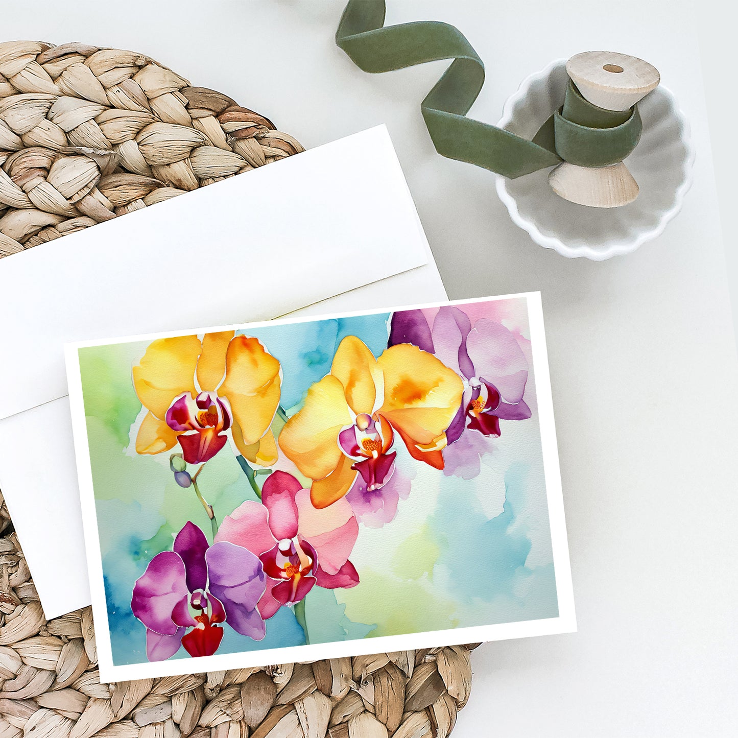 Orchids in Watercolor Greeting Cards Pack of 8