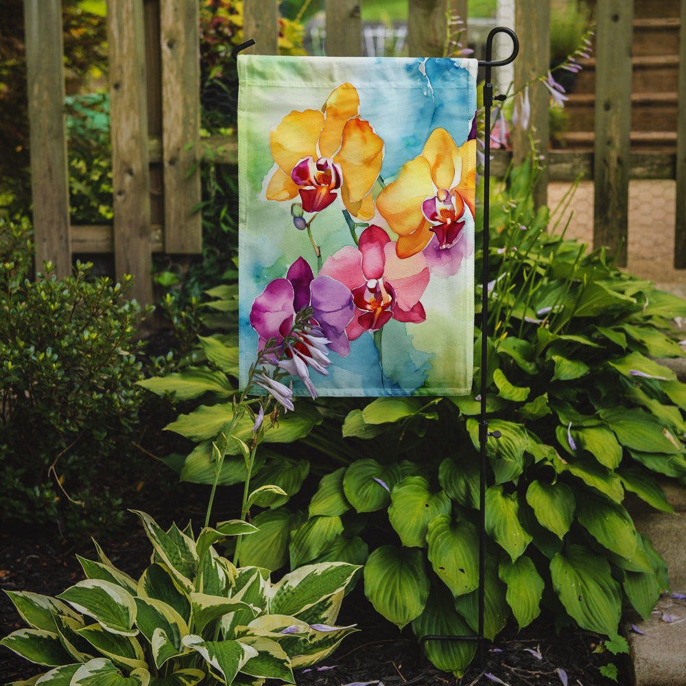 Orchids in Watercolor Garden Flag