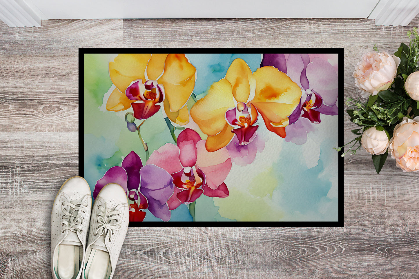 Orchids in Watercolor Doormat