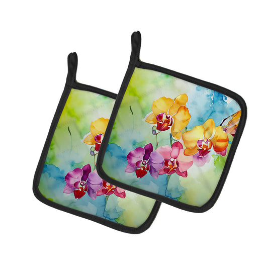 Buy this Orchids in Watercolor Pair of Pot Holders