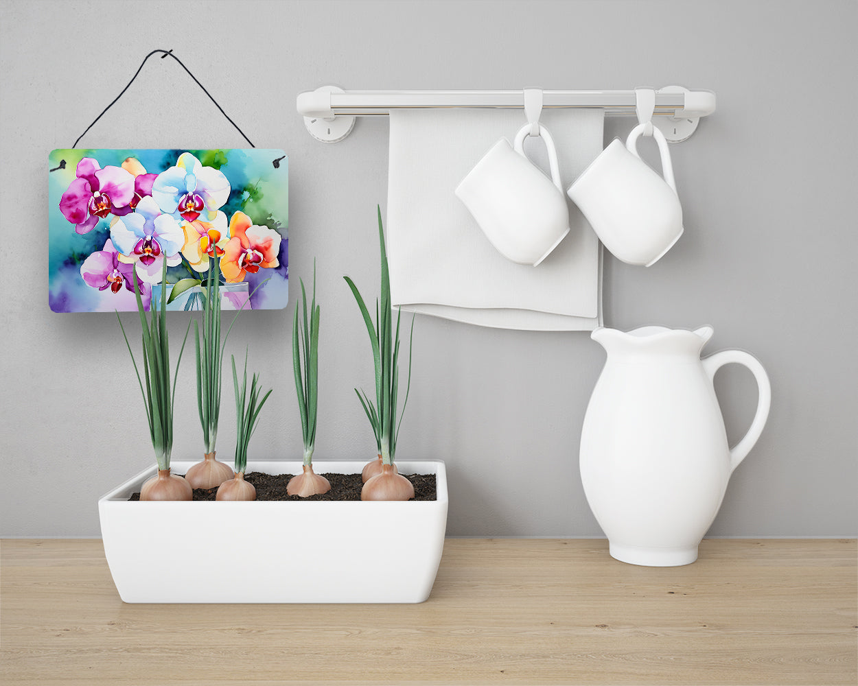 Orchids in Watercolor Wall or Door Hanging Prints