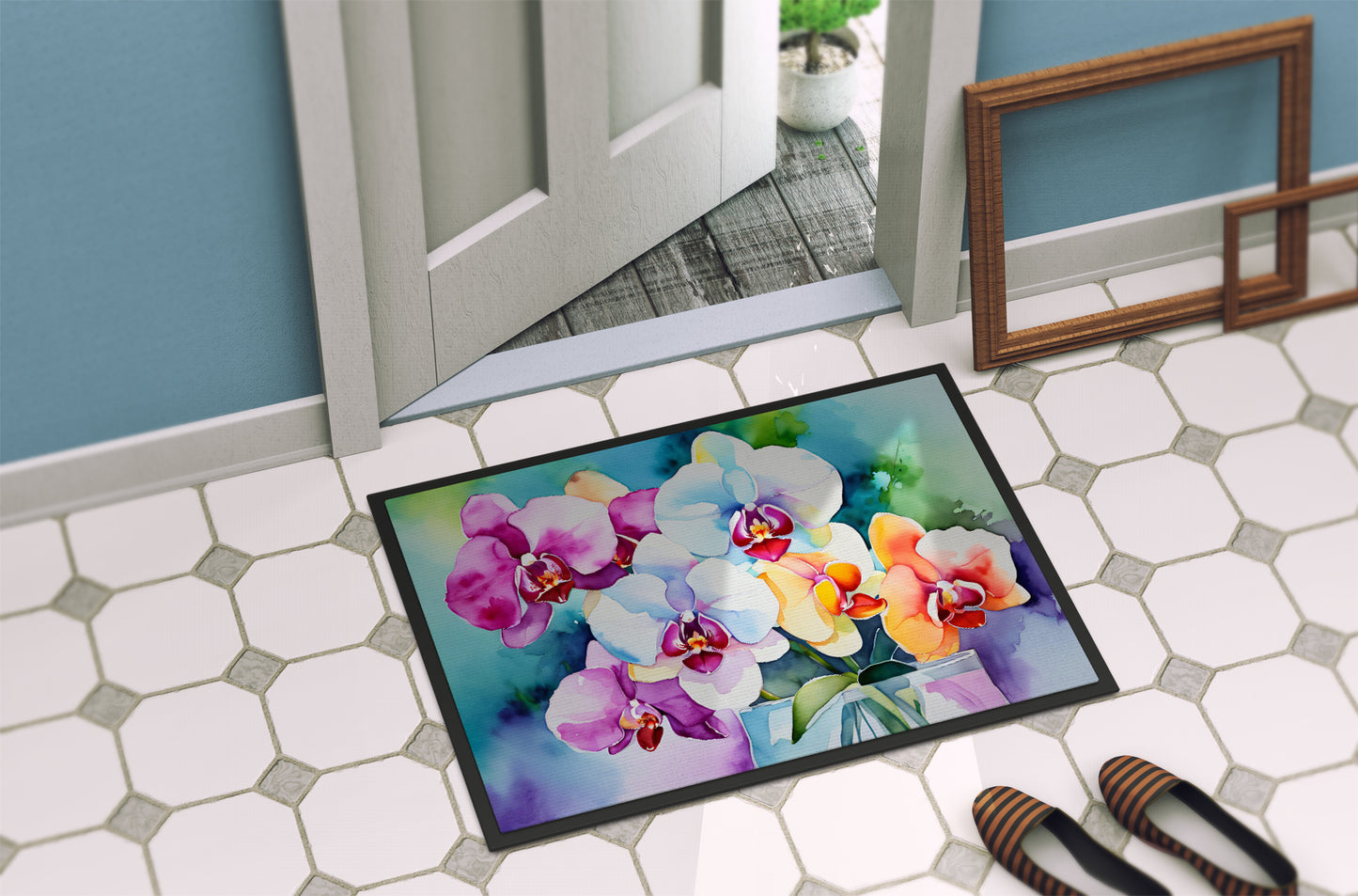 Orchids in Watercolor Doormat