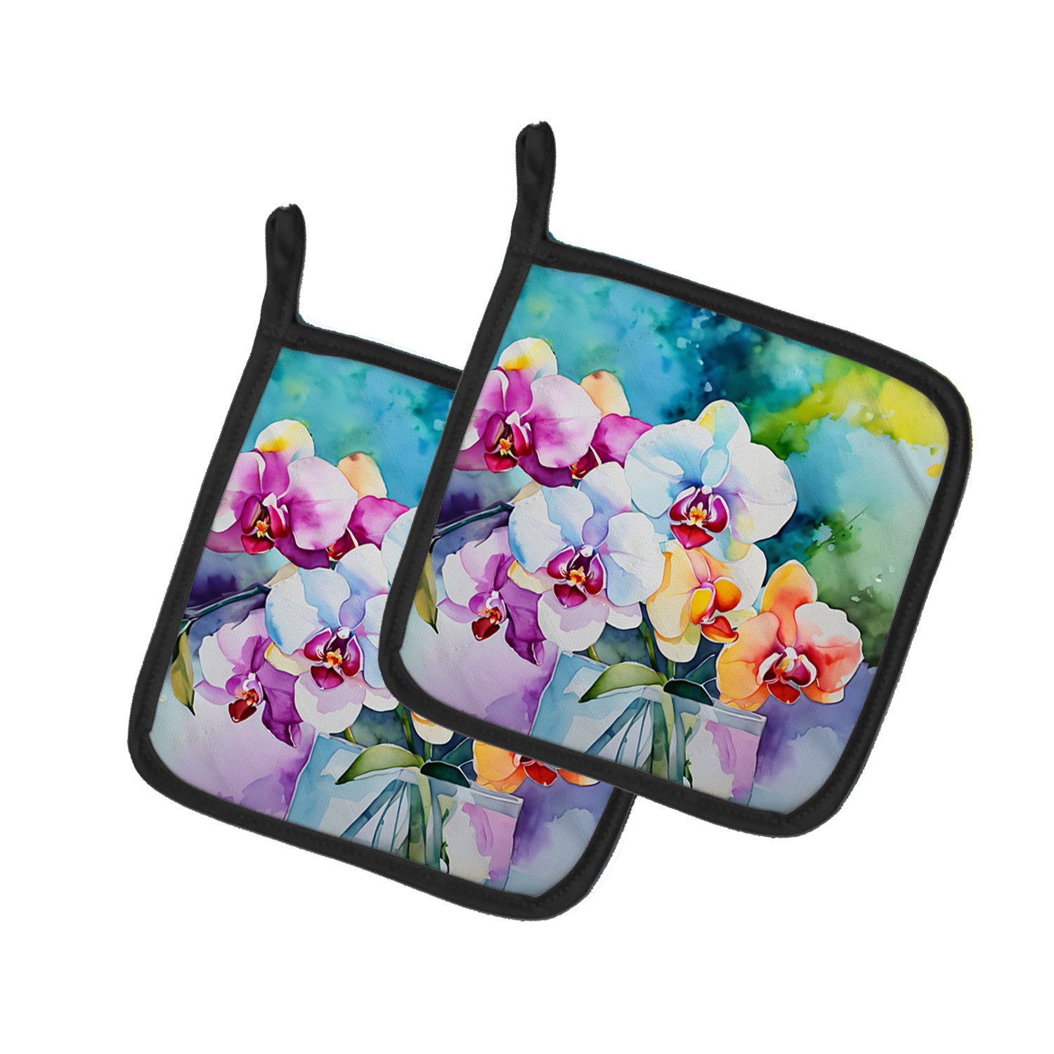 Buy this Orchids in Watercolor Pair of Pot Holders