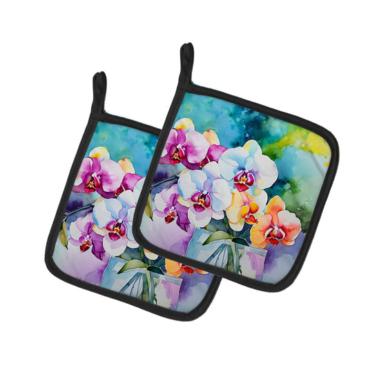 Buy this Orchids in Watercolor Pair of Pot Holders