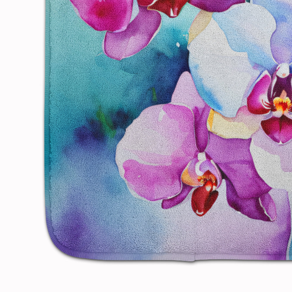 Orchids in Watercolor Memory Foam Kitchen Mat