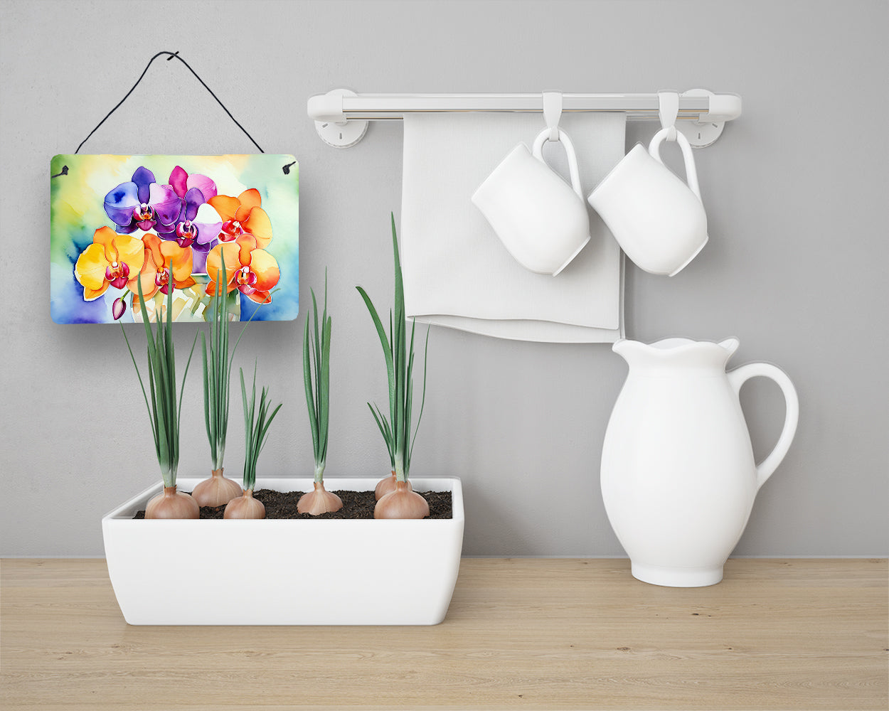 Orchids in Watercolor Wall or Door Hanging Prints