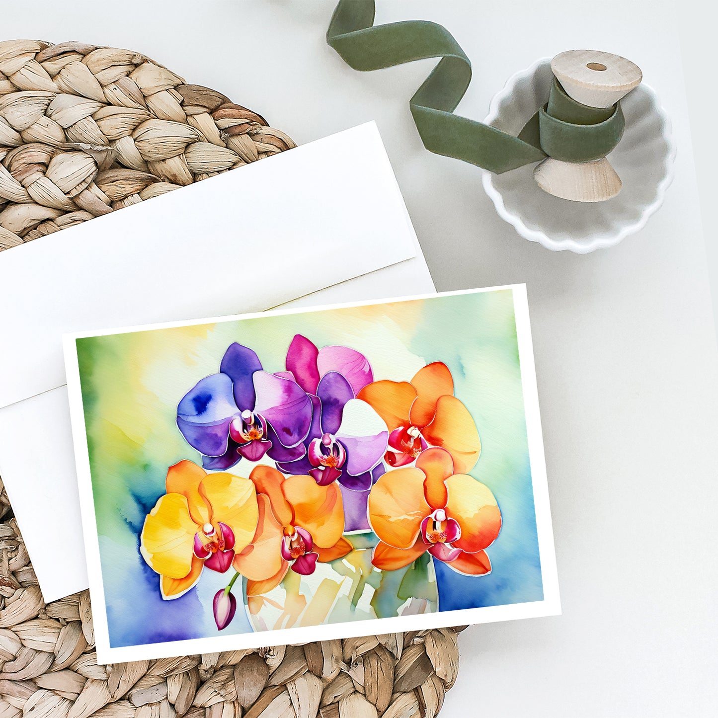 Orchids in Watercolor Greeting Cards Pack of 8