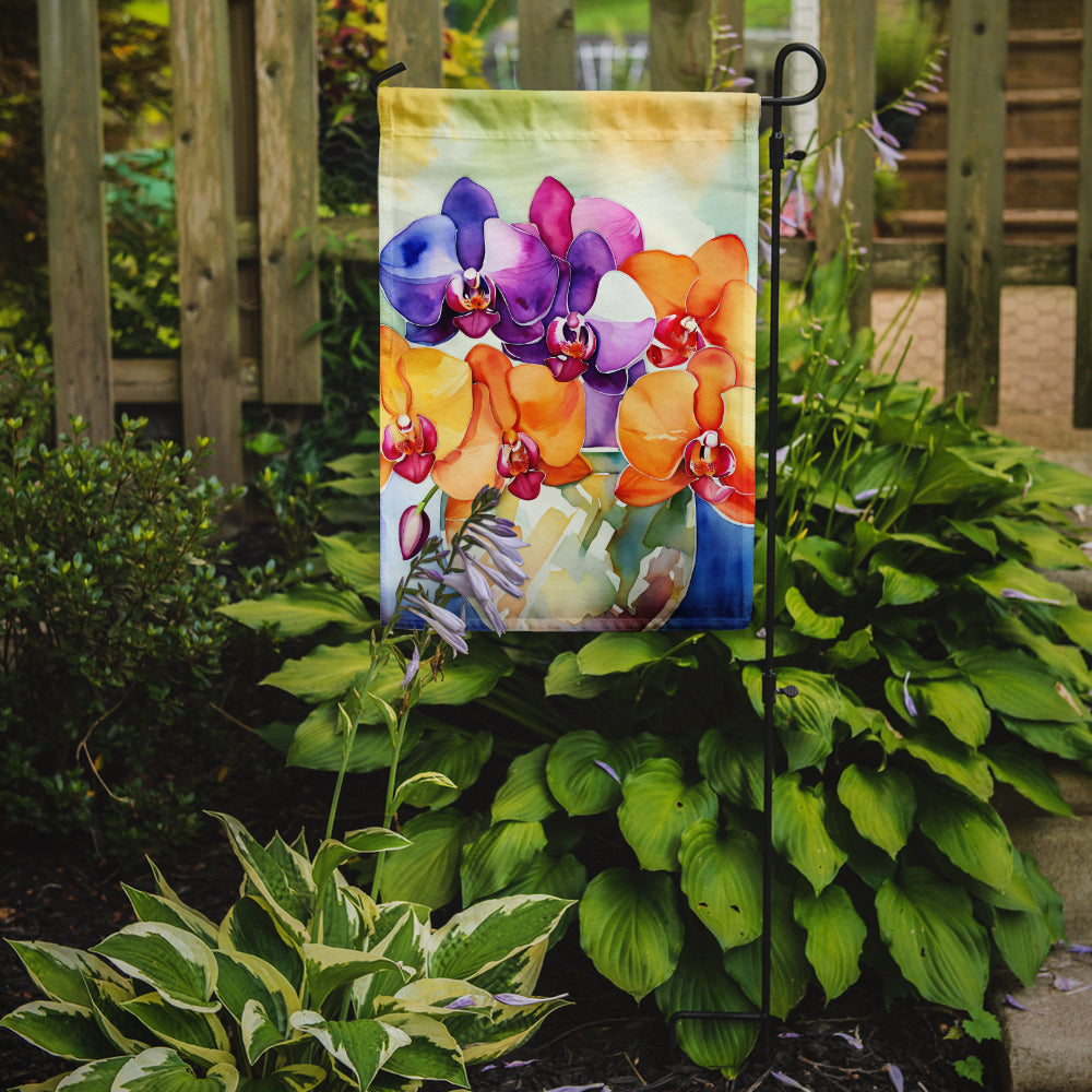 Orchids in Watercolor Garden Flag