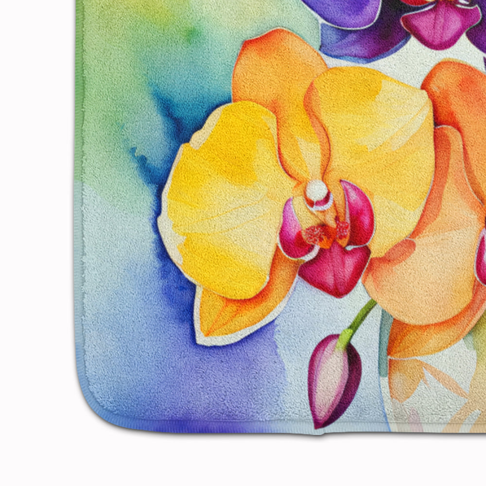 Orchids in Watercolor Memory Foam Kitchen Mat