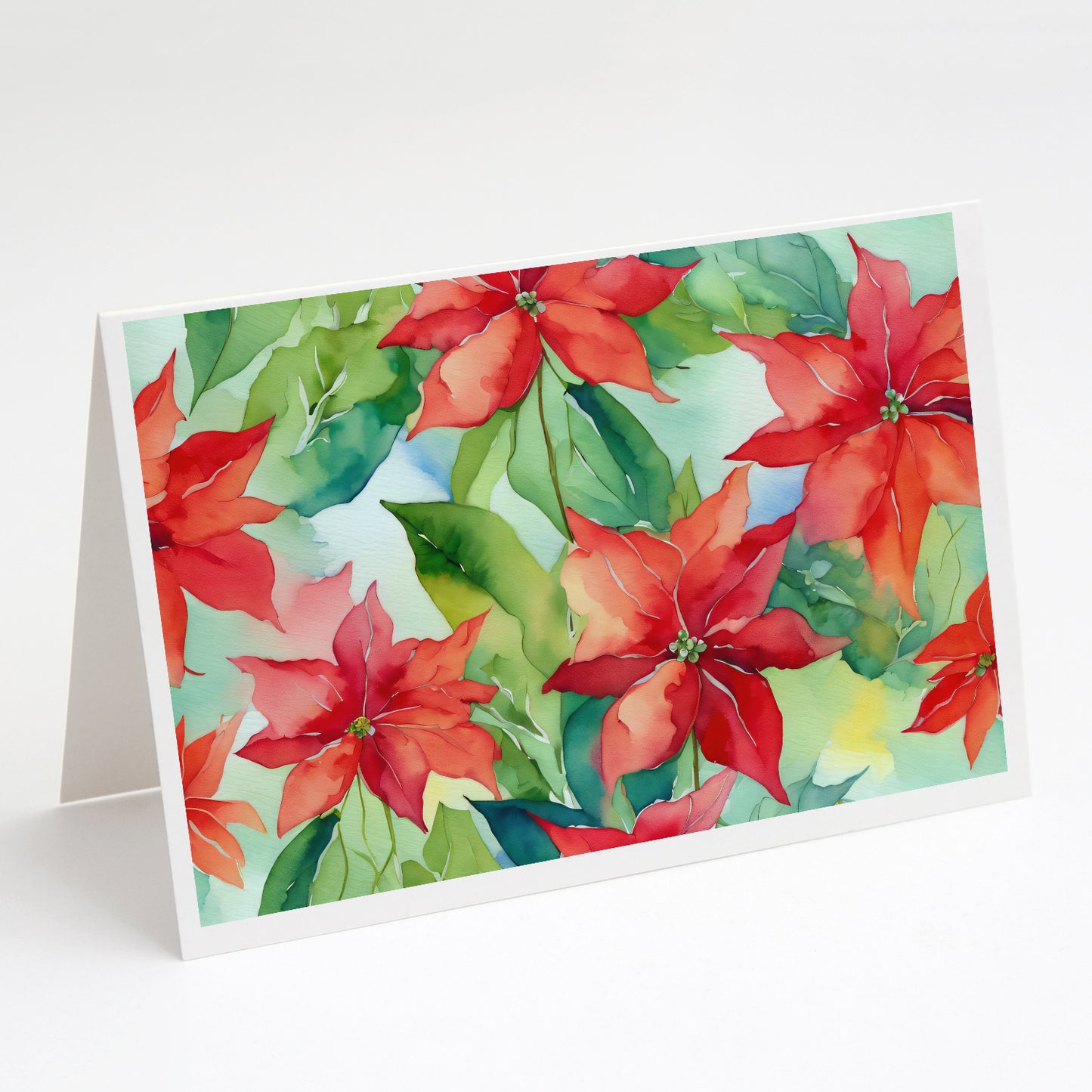 Buy this Poinsettias in Watercolor Greeting Cards Pack of 8