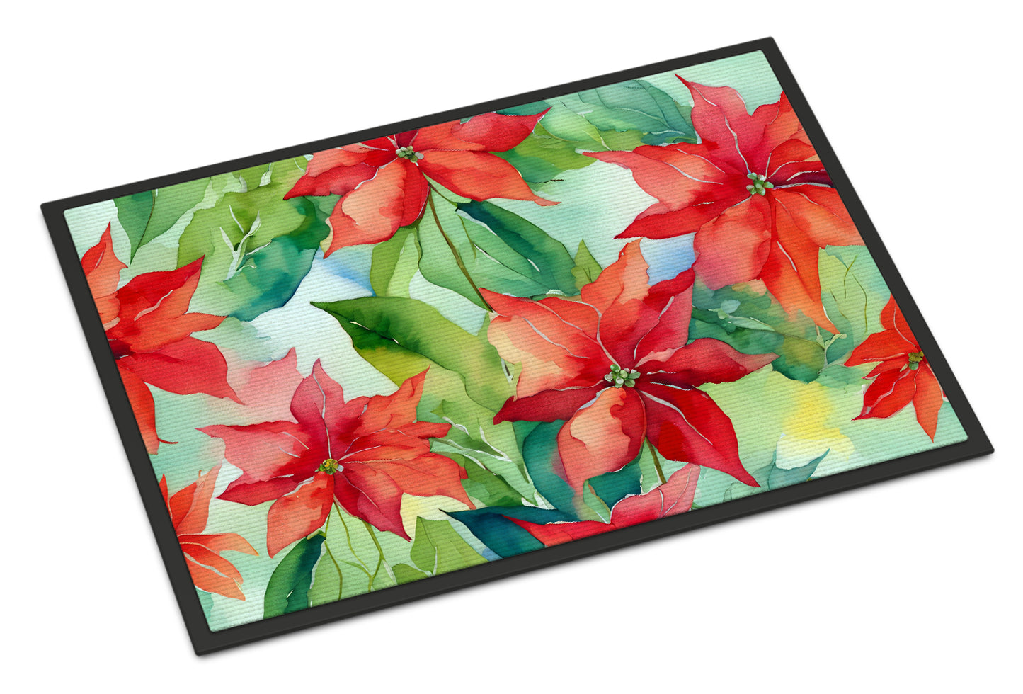 Buy this Poinsettias in Watercolor Doormat