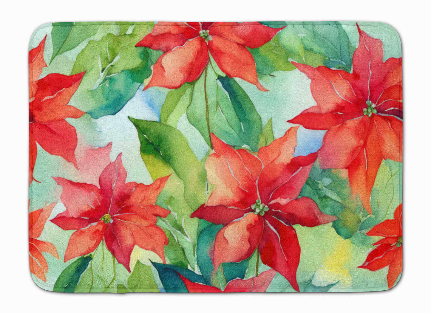 Buy this Poinsettias in Watercolor Memory Foam Kitchen Mat