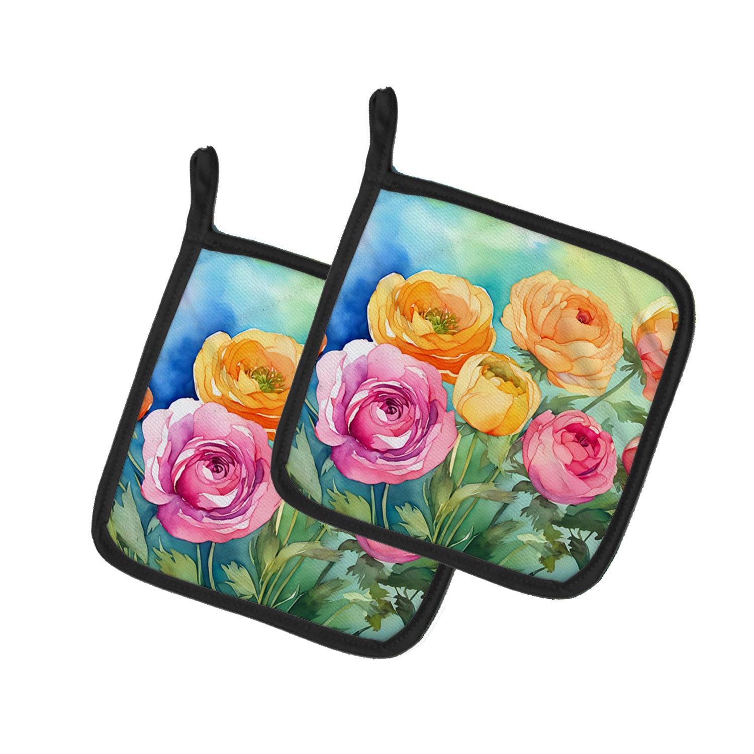 Buy this Ranunculus in Watercolor Pair of Pot Holders