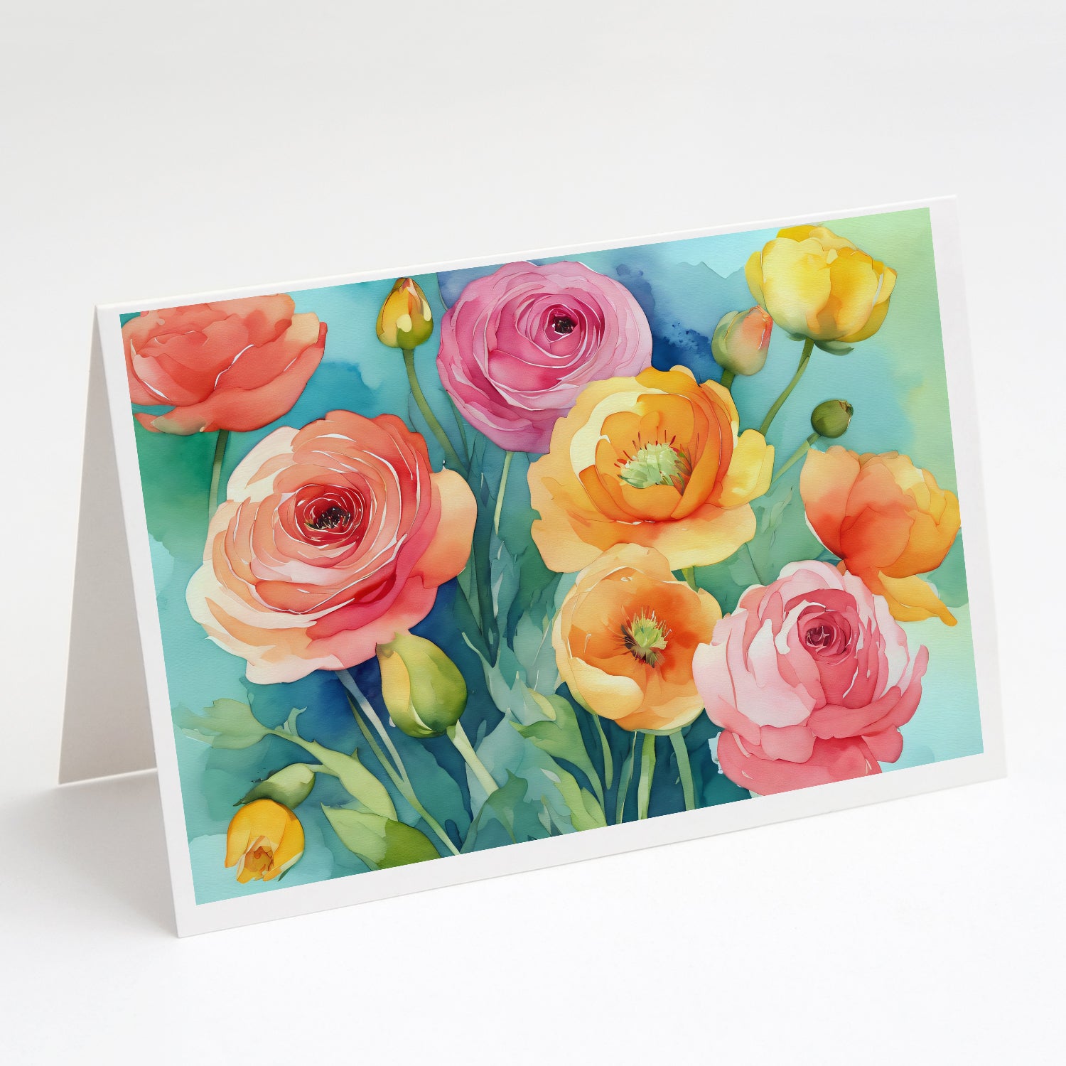 Buy this Ranunculus in Watercolor Greeting Cards Pack of 8