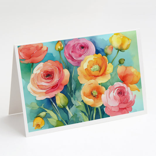 Buy this Ranunculus in Watercolor Greeting Cards Pack of 8