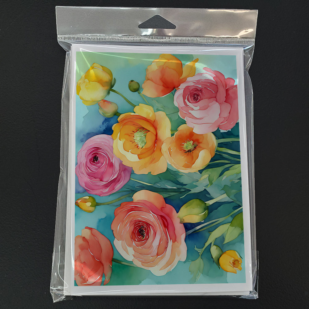 Ranunculus in Watercolor Greeting Cards Pack of 8