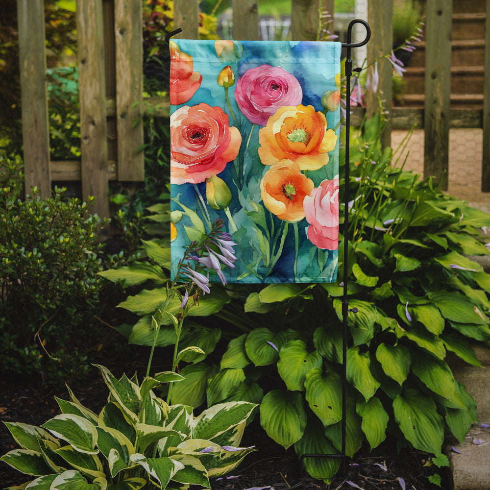 Ranunculus in Watercolor Garden Flag
