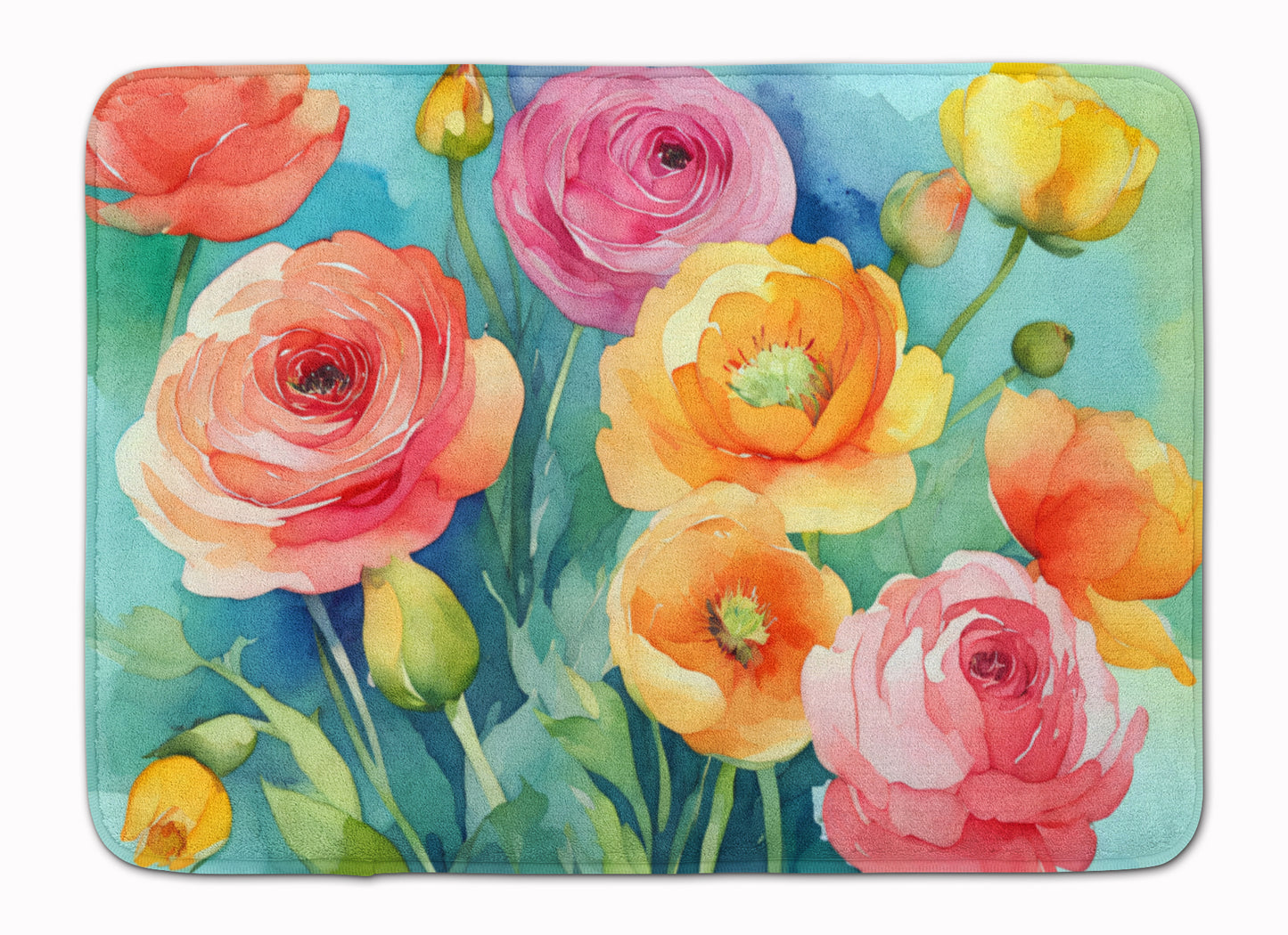 Buy this Ranunculus in Watercolor Memory Foam Kitchen Mat