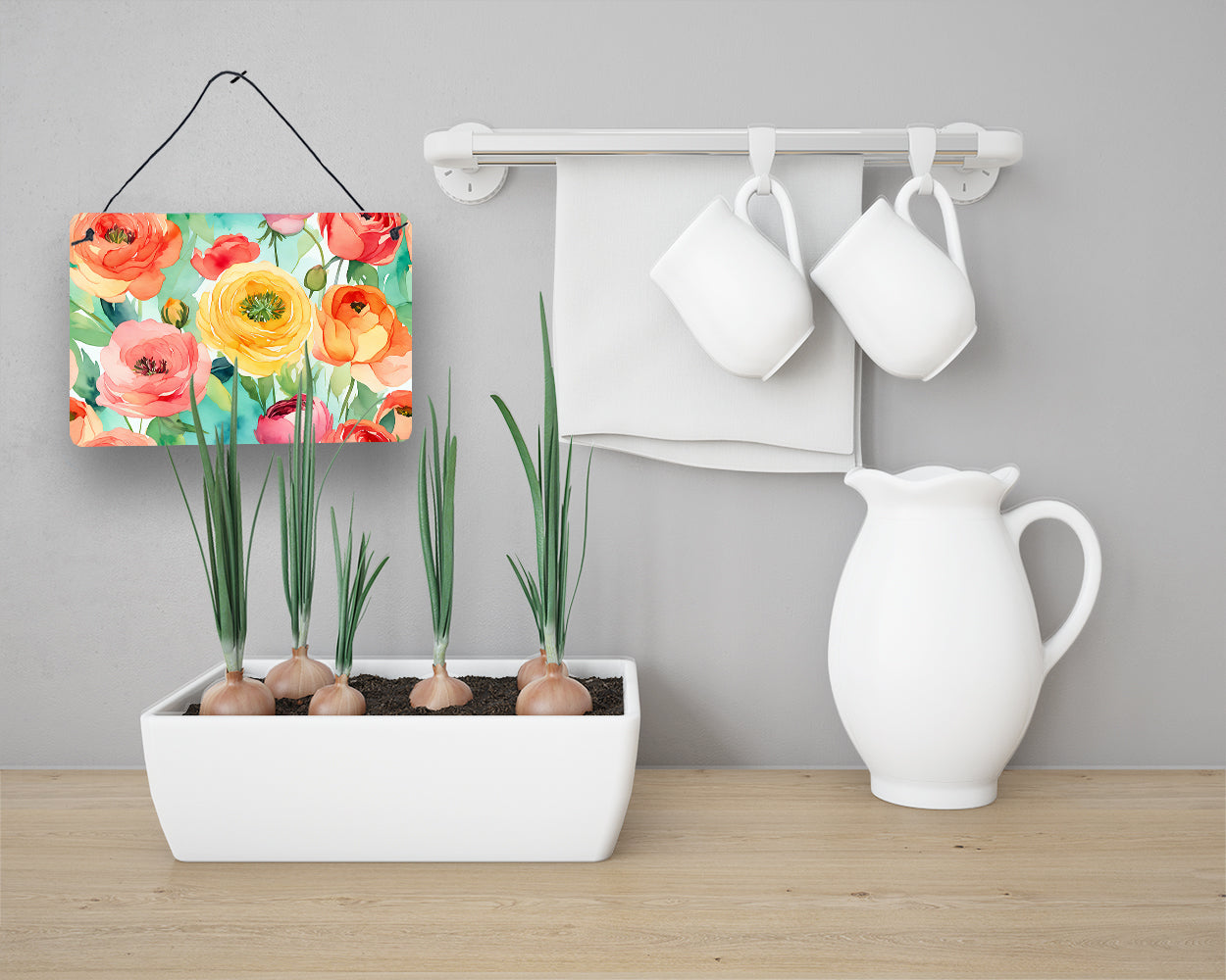 Ranunculus in Watercolor Wall or Door Hanging Prints