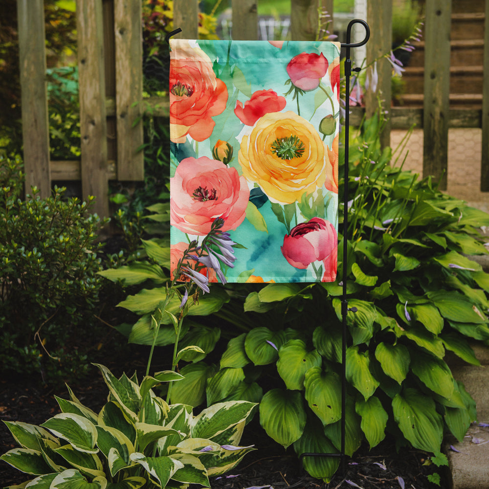 Ranunculus in Watercolor Garden Flag