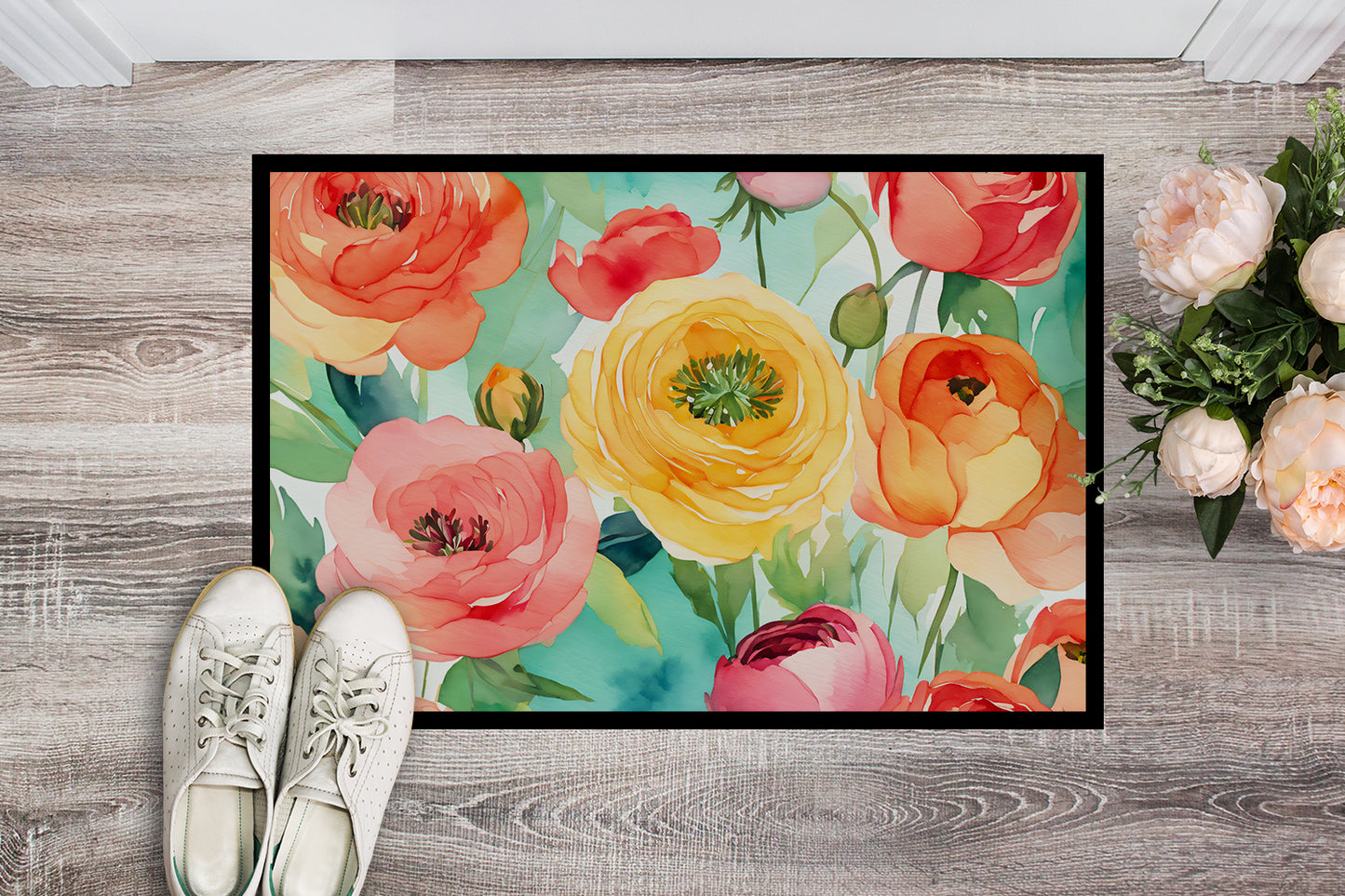 Ranunculus in Watercolor Doormat