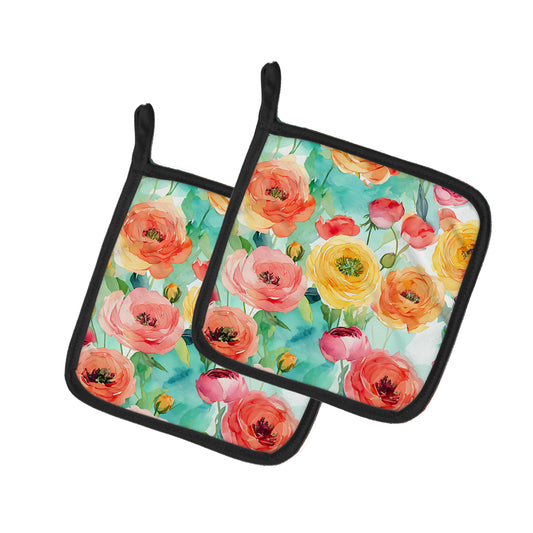 Buy this Ranunculus in Watercolor Pair of Pot Holders