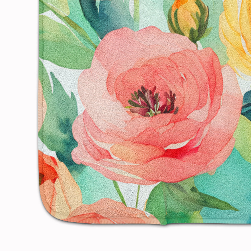 Ranunculus in Watercolor Memory Foam Kitchen Mat