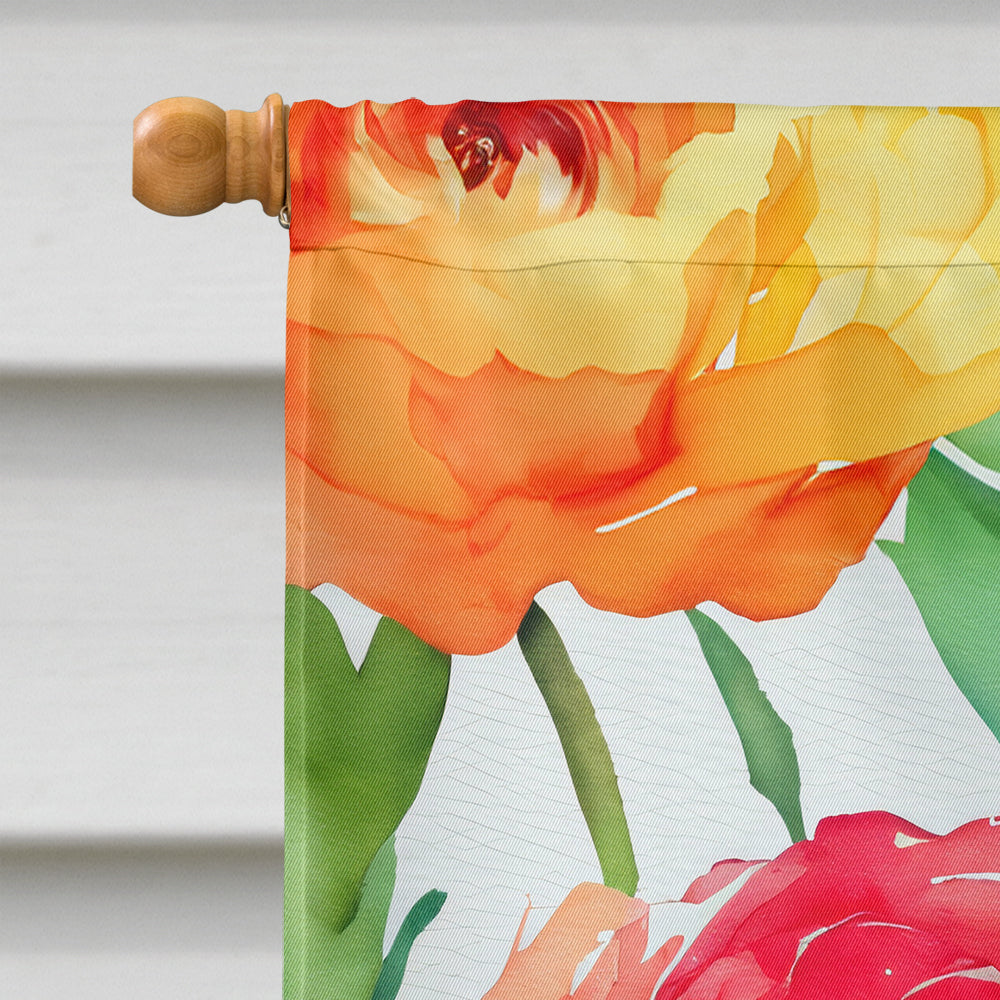Ranunculus in Watercolor House Flag
