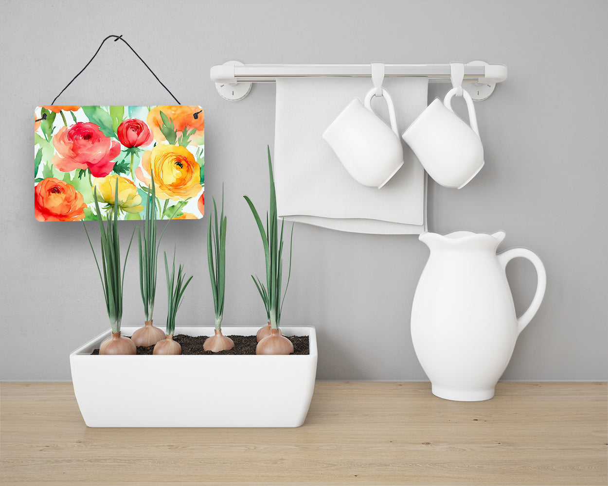 Ranunculus in Watercolor Wall or Door Hanging Prints