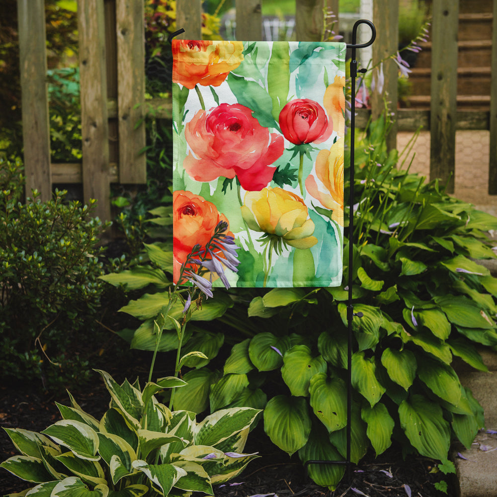 Ranunculus in Watercolor Garden Flag