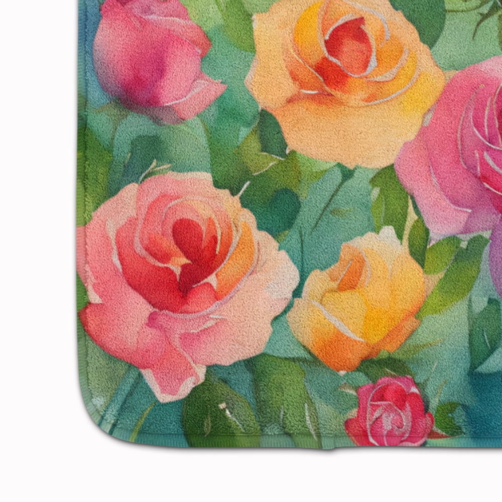 Roses in Watercolor Memory Foam Kitchen Mat