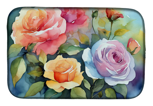 Buy this Roses in Watercolor Dish Drying Mat