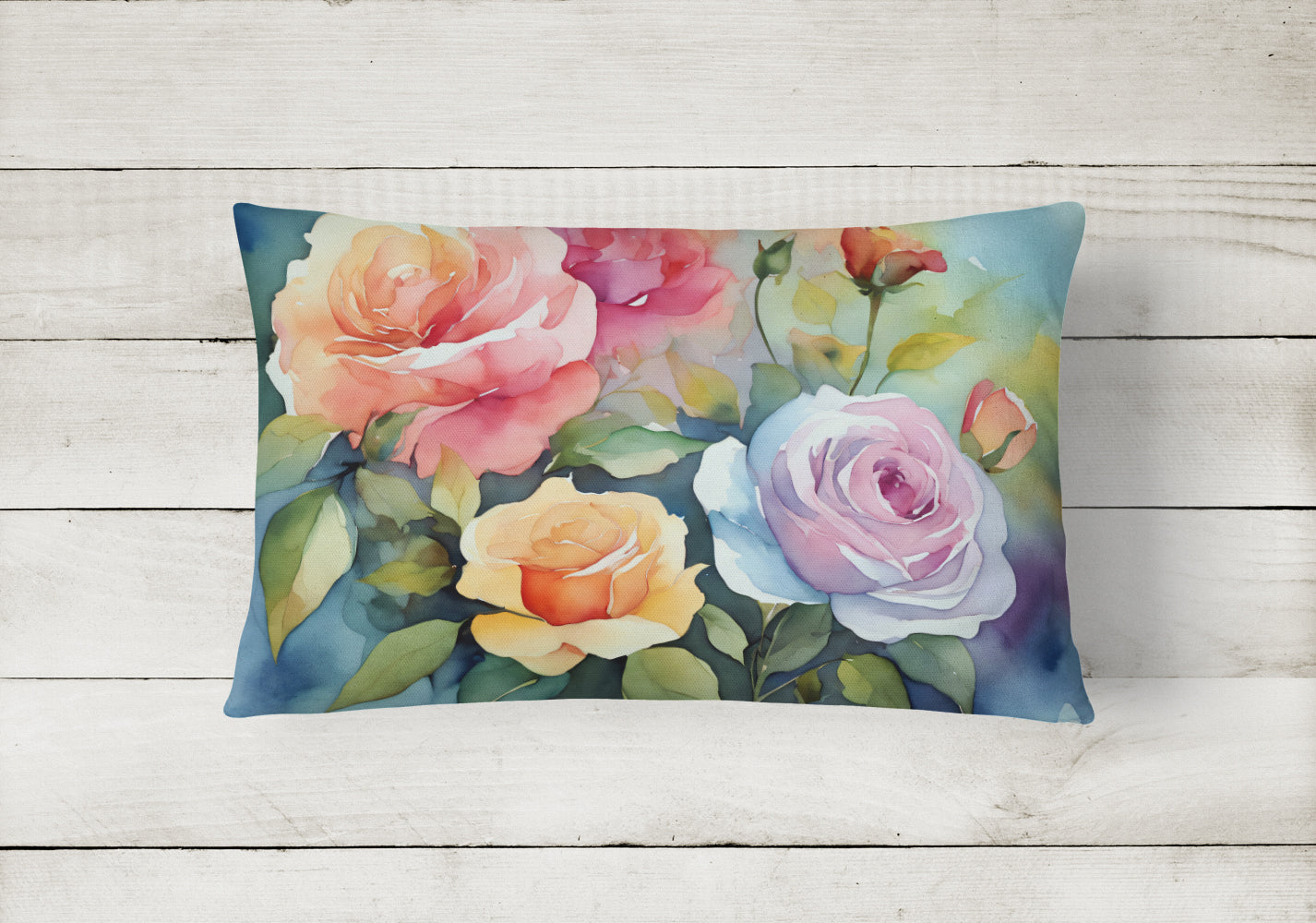 Roses in Watercolor Throw Pillow