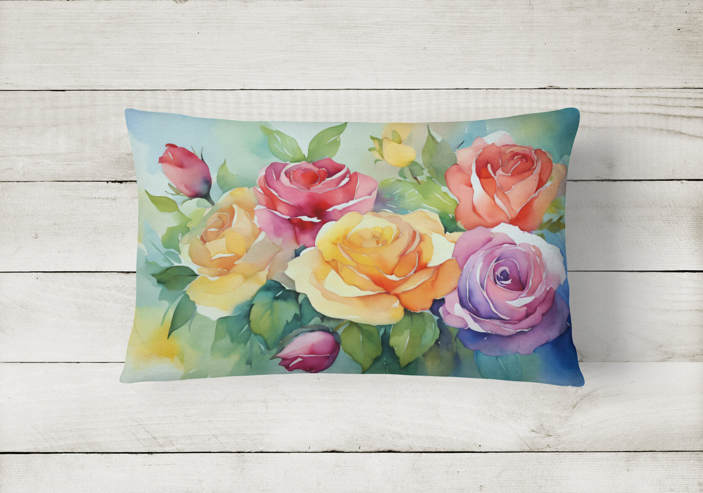 Roses in Watercolor Throw Pillow