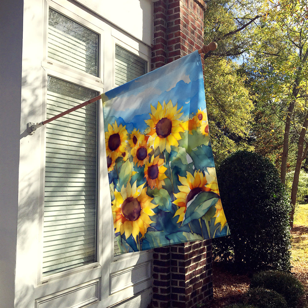 Sunflowers in Watercolor House Flag