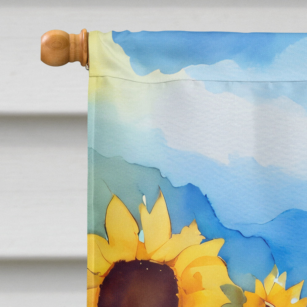 Sunflowers in Watercolor House Flag
